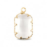 Hanger van Crystal Glass rechthoek 20mm Crystal-gold